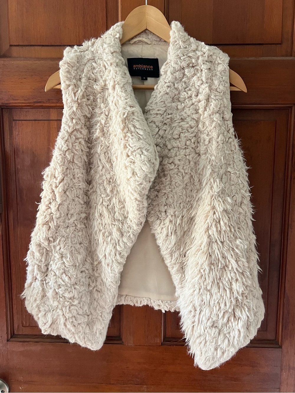 Ambiance Faux Fur Vest Medium | Cream Shaggy Teddy Vest | Boho Festival Layering